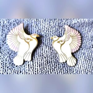 Vintage 1980s Laurel Burch "Hummingbirds"Brooch Pin Silver Cloisonne Enamel